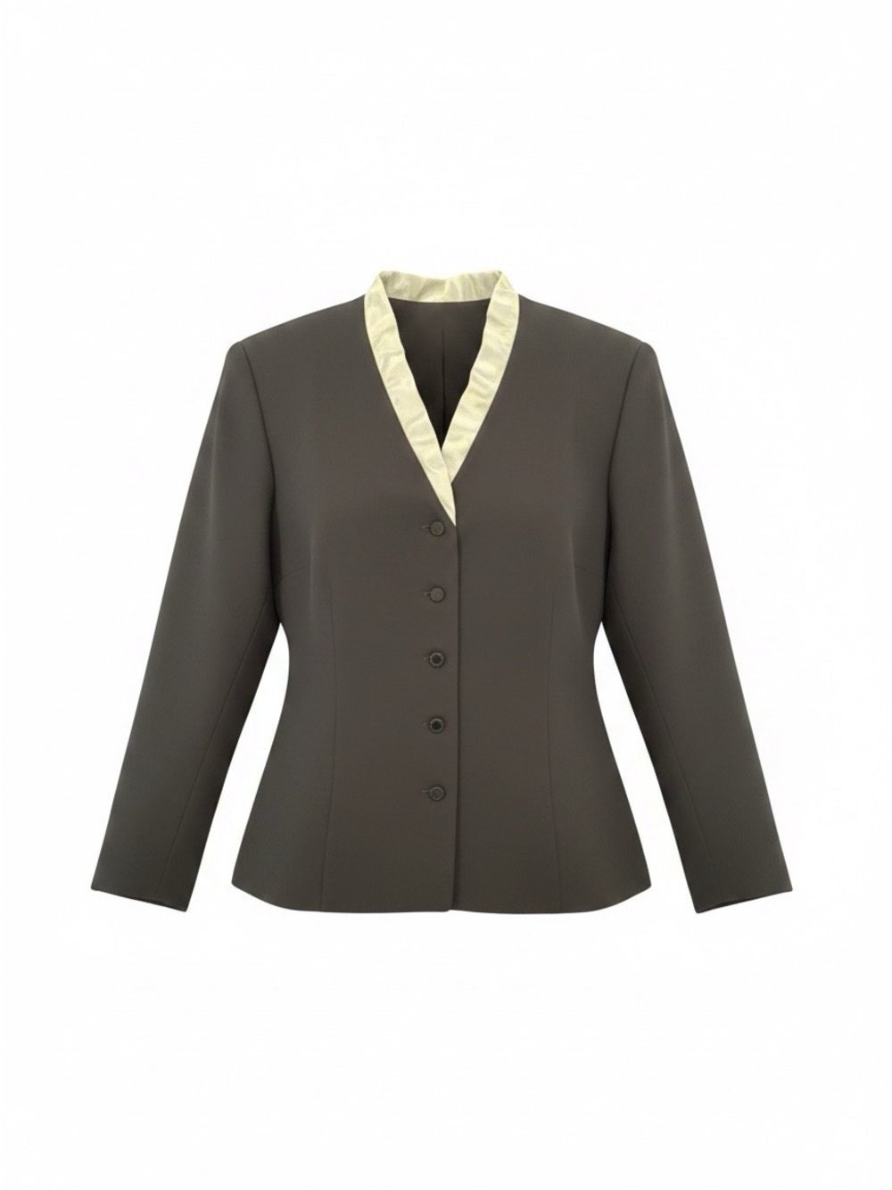 Talbots Black Fitted Blazer w/Cream Trim -12-new old stock-cottagecore-office